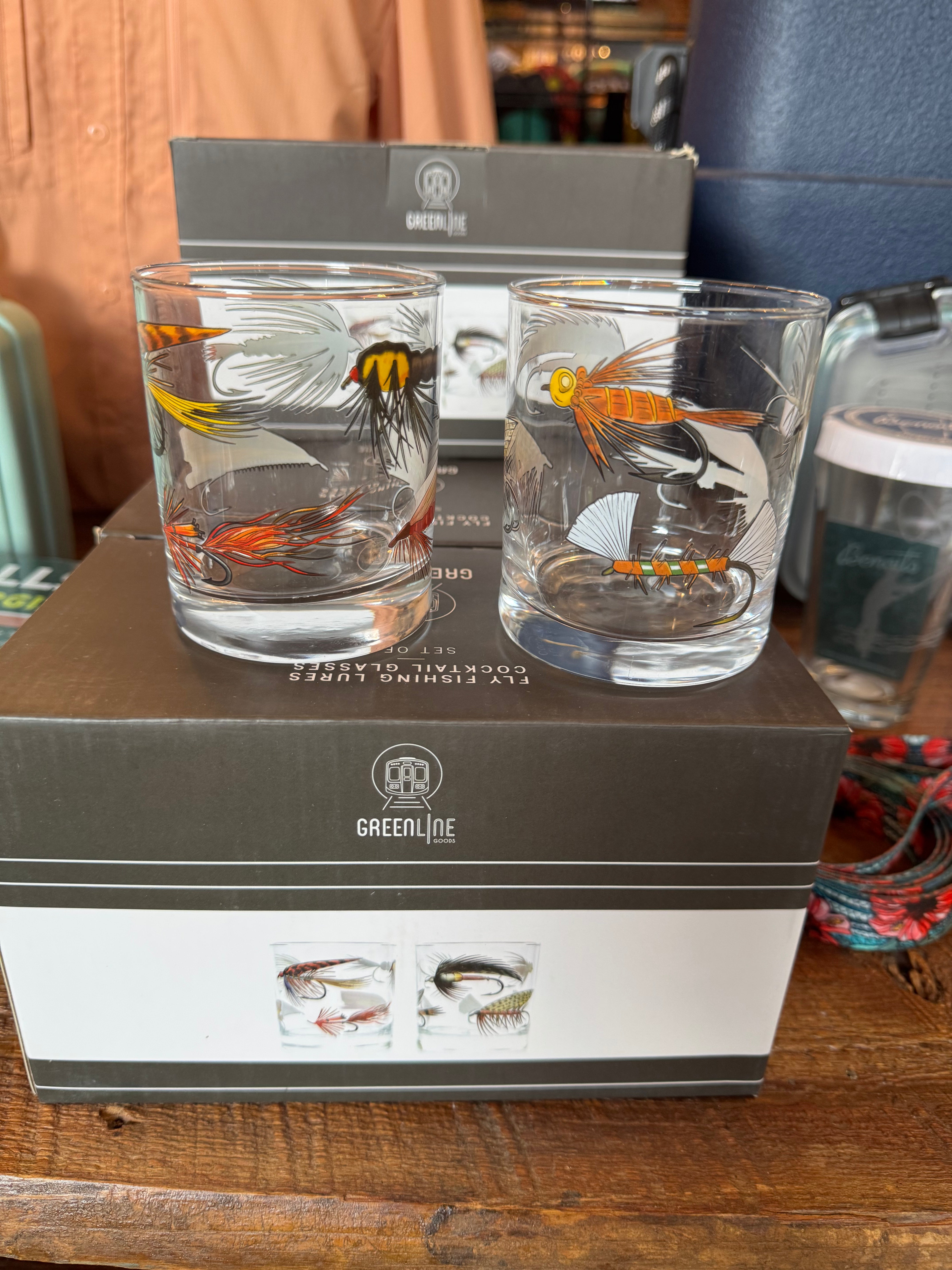 Greenline Fly Whiskey Glasses